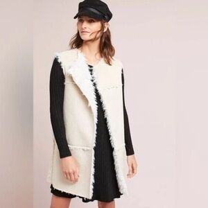 Anthropologie X Michael Stars Beige and White reversible Shearling Vest -NEW